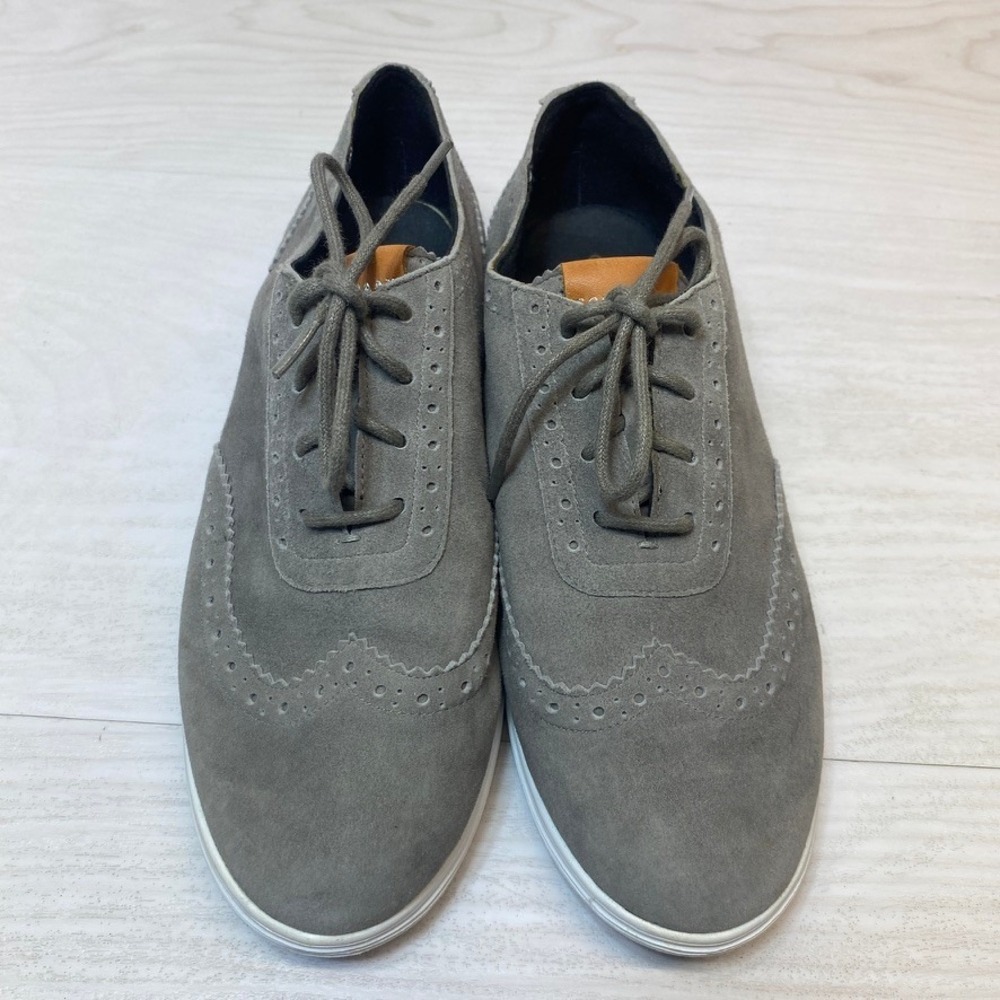 Coleโ Haan Womens 6.5 Zerogrand Wingtip Oxford Gray Suede W05167 Comfort Brogue